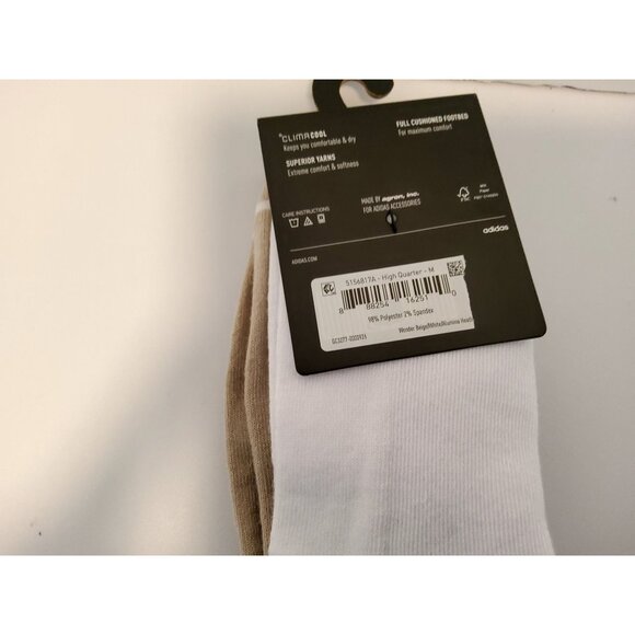Adidas Womens Cushioned ClimaCool High Quarter Socks 3-Pack Shoe Size 5-10 Beige - Picture 2 of 4